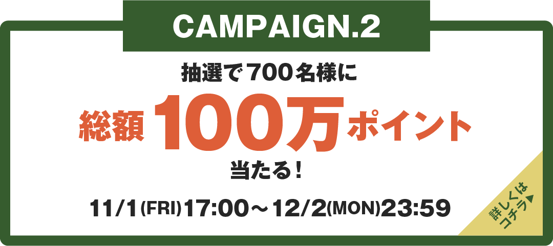 抽選で700名様に総額100万ポイント当たる！